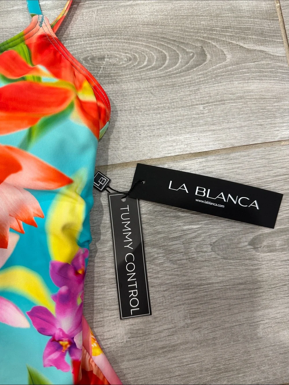 La Blanca Turquoise Floral One-Piece Swimsuit size 14